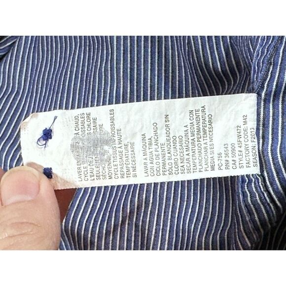 IZOD Navy Stripe Button Down Shirt Men's Large Slim Fit 100% Cotton - Picture 5 of 6